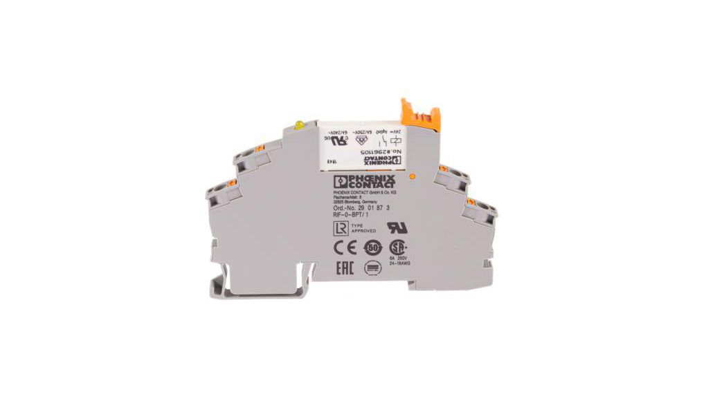RIF-0-RPT-24DC/1 Series Interface Relay, DIN Rail Mount, 24V dc Coil, SPST, 1-Pole
